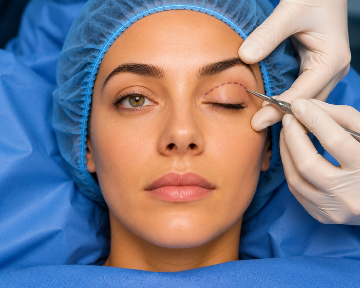 Surgeon consulting a patient about Ptosis Correction